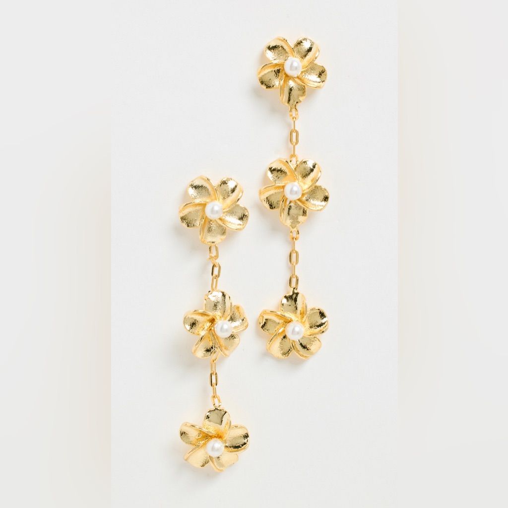 Shashi Golden Tone Flower Sasha Earrings New 49$
